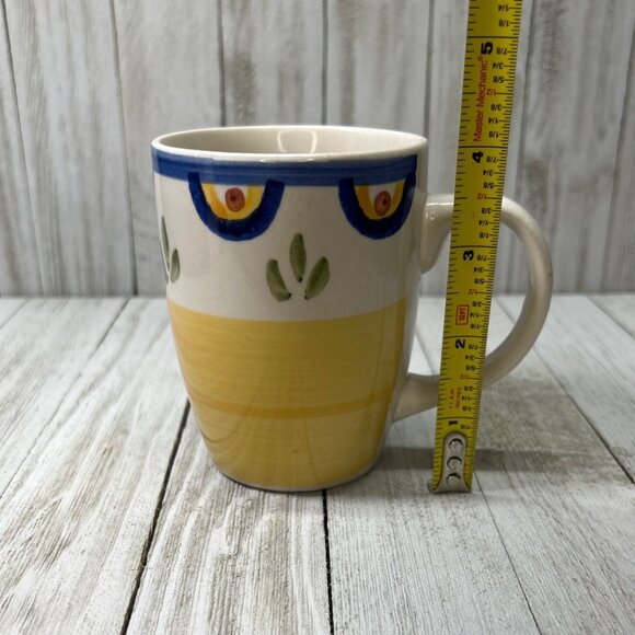 Vtg Talavera by Philippe Richard Coffee Mugs Cups Yellow Blue Floral - Set of 7 - Picture 6 of 7